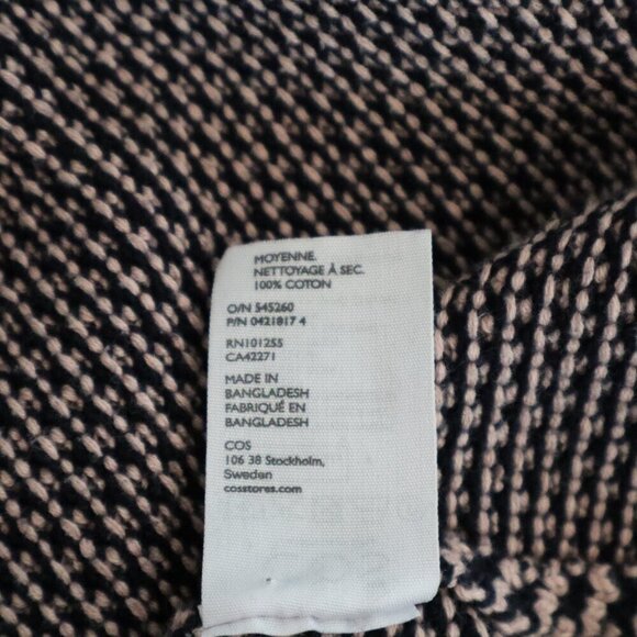 COS Womens Textured Knit Sweater Dress Pink Navy 3/4 Sleeves Size Med Cotton EUC - Picture 4 of 7